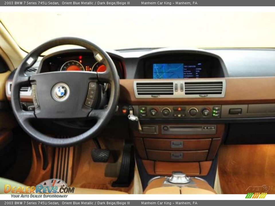 2003 BMW 7 Series 745Li Sedan Orient Blue Metallic / Dark Beige/Beige III Photo #7
