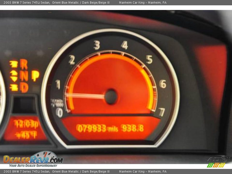 2003 BMW 7 Series 745Li Sedan Orient Blue Metallic / Dark Beige/Beige III Photo #10