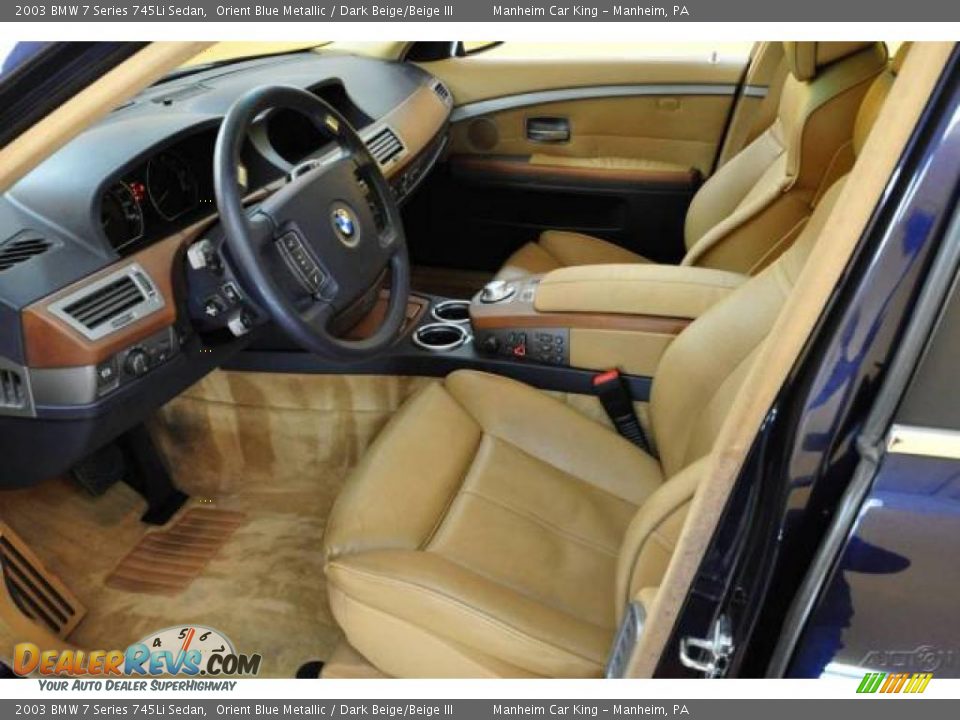 2003 BMW 7 Series 745Li Sedan Orient Blue Metallic / Dark Beige/Beige III Photo #12