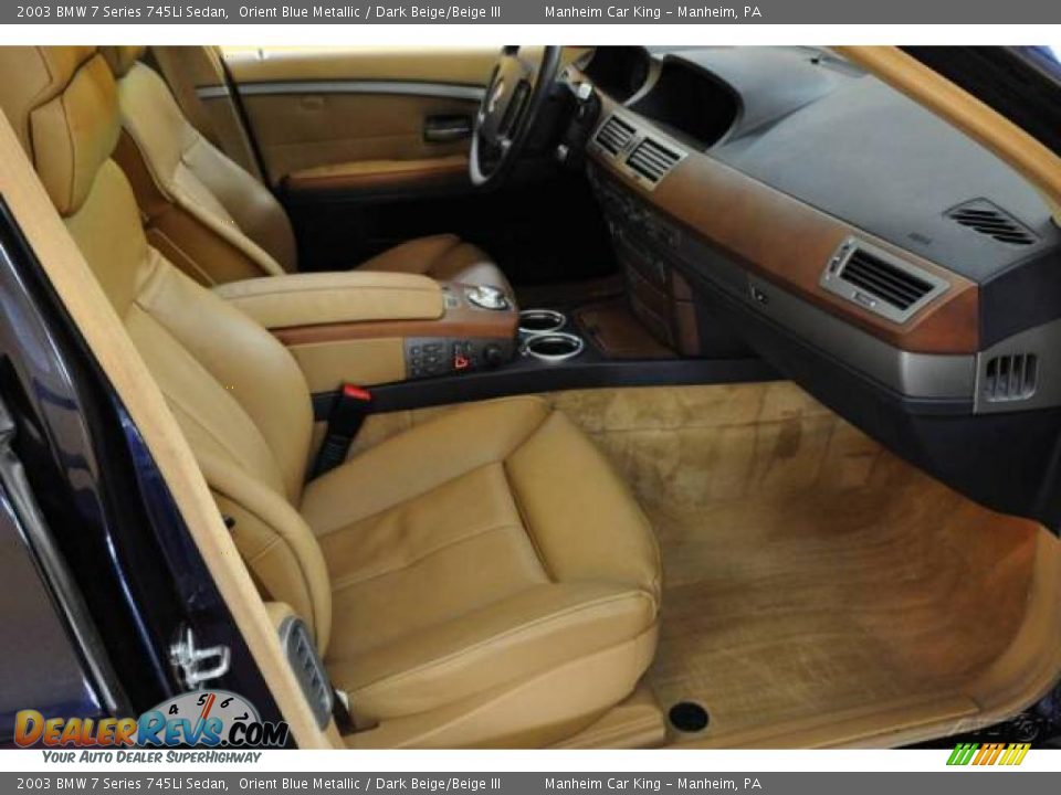 2003 BMW 7 Series 745Li Sedan Orient Blue Metallic / Dark Beige/Beige III Photo #18