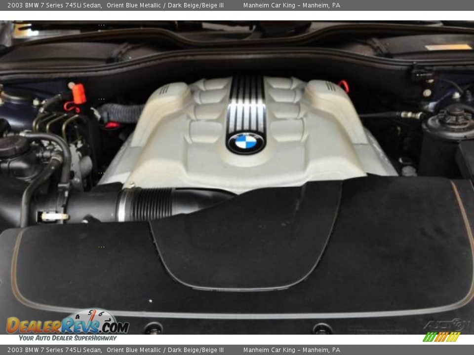 2003 BMW 7 Series 745Li Sedan Orient Blue Metallic / Dark Beige/Beige III Photo #25