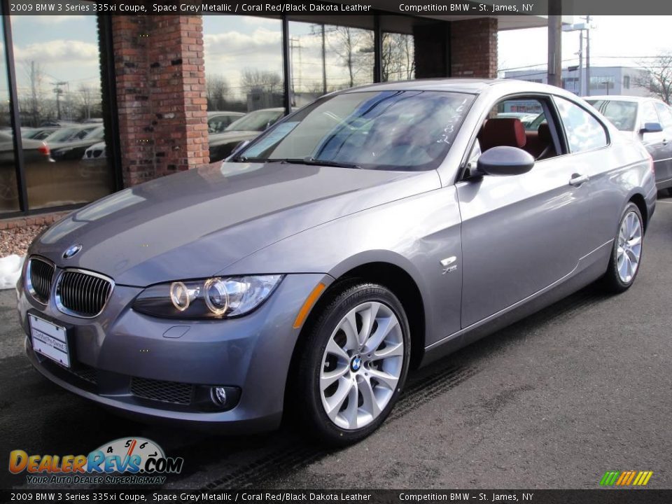 2009 BMW 3 Series 335xi Coupe Space Grey Metallic / Coral Red/Black Dakota Leather Photo #1