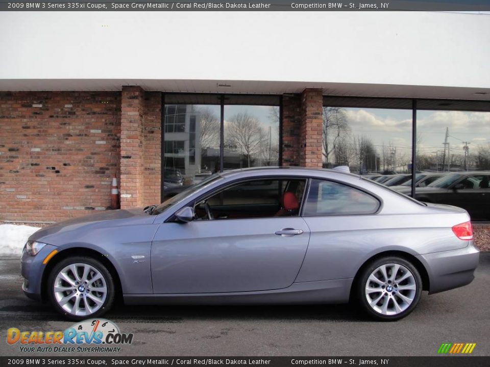 2009 BMW 3 Series 335xi Coupe Space Grey Metallic / Coral Red/Black Dakota Leather Photo #3
