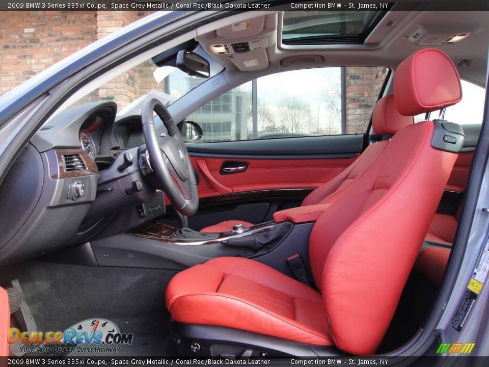 2009 BMW 3 Series 335xi Coupe Space Grey Metallic / Coral Red/Black Dakota Leather Photo #10
