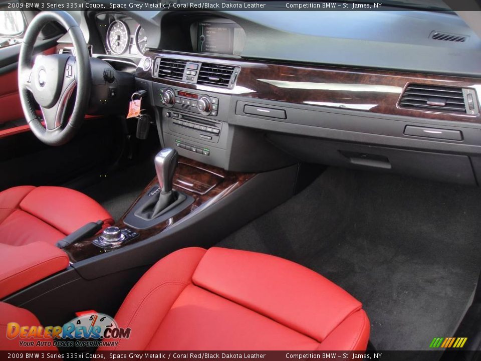 2009 BMW 3 Series 335xi Coupe Space Grey Metallic / Coral Red/Black Dakota Leather Photo #13