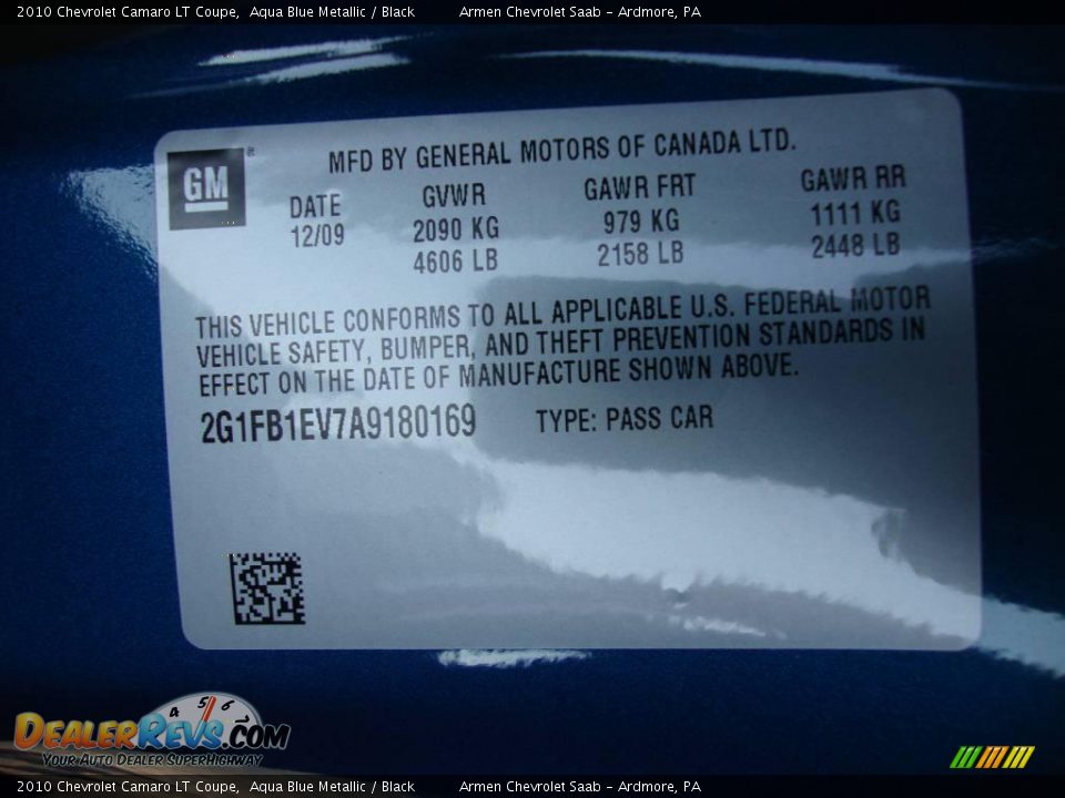 2010 Chevrolet Camaro LT Coupe Aqua Blue Metallic / Black Photo #34