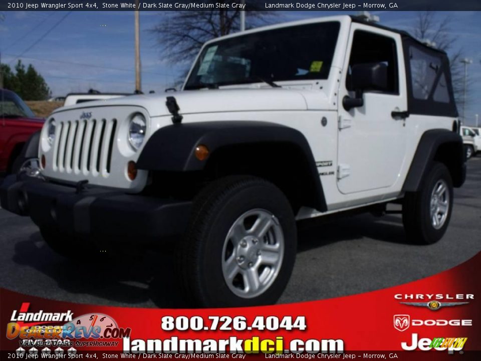 2010 Jeep Wrangler Sport 4x4 Stone White / Dark Slate Gray/Medium Slate Gray Photo #1