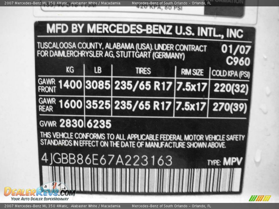 2007 Mercedes-Benz ML 350 4Matic Alabaster White / Macadamia Photo #25