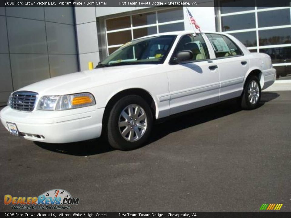 2008 Ford Crown Victoria LX Vibrant White / Light Camel Photo #2