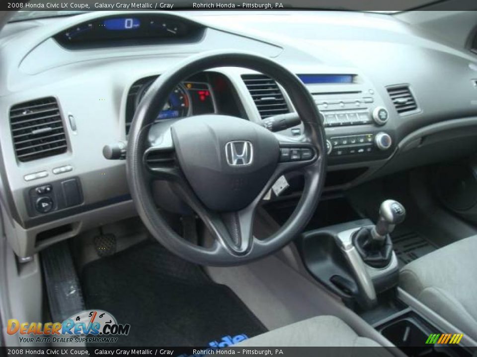 2008 Honda Civic LX Coupe Galaxy Gray Metallic / Gray Photo #12