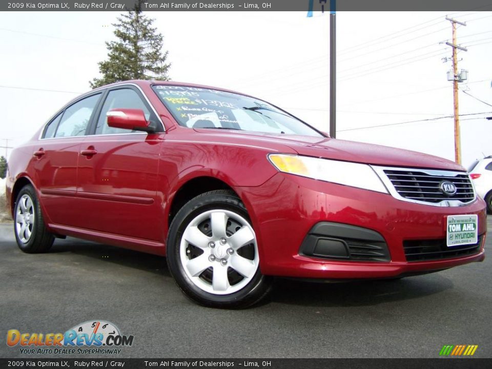 2009 Kia Optima LX Ruby Red / Gray Photo #1