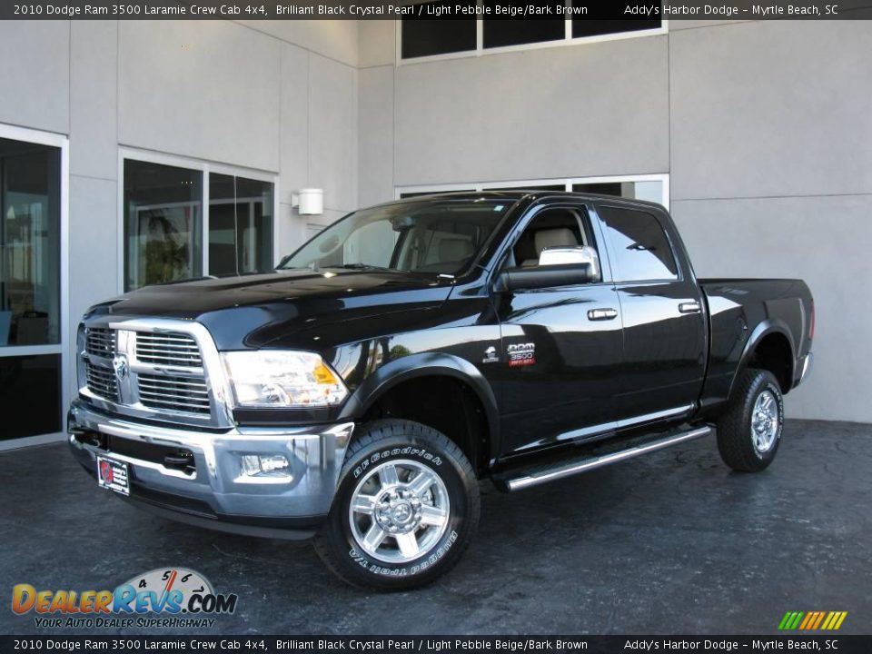 2010 Dodge Ram 3500 Laramie Crew Cab 4x4 Brilliant Black Crystal Pearl / Light Pebble Beige/Bark Brown Photo #1