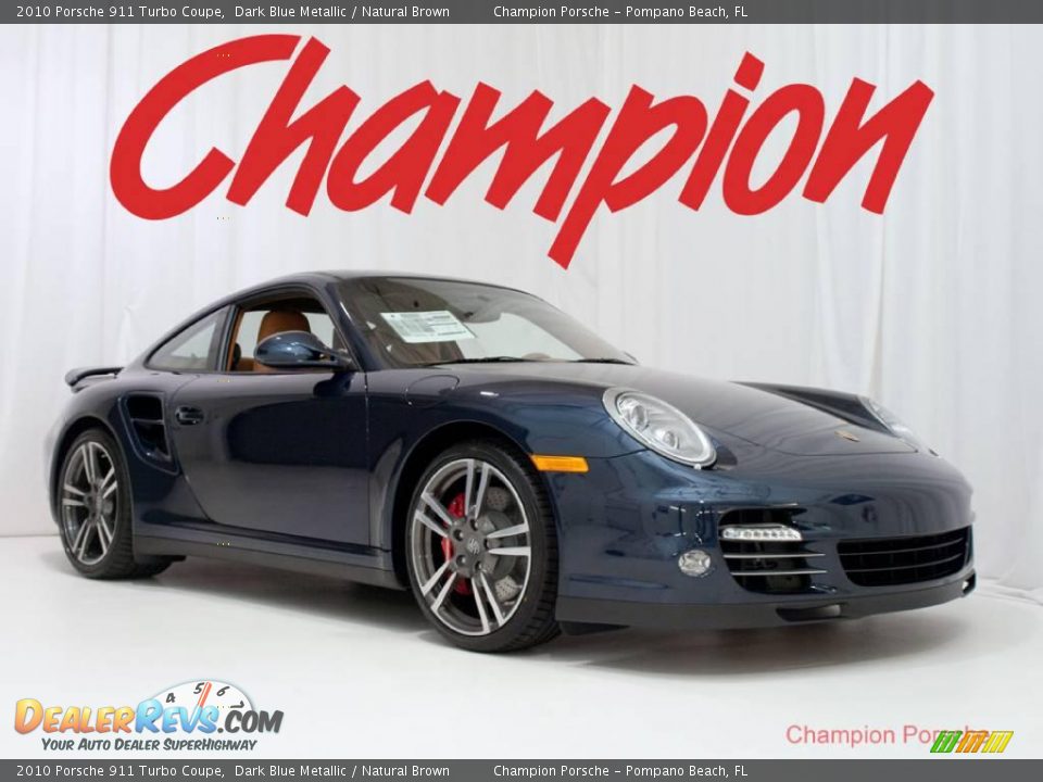 2010 Porsche 911 Turbo Coupe Dark Blue Metallic / Natural Brown Photo #1