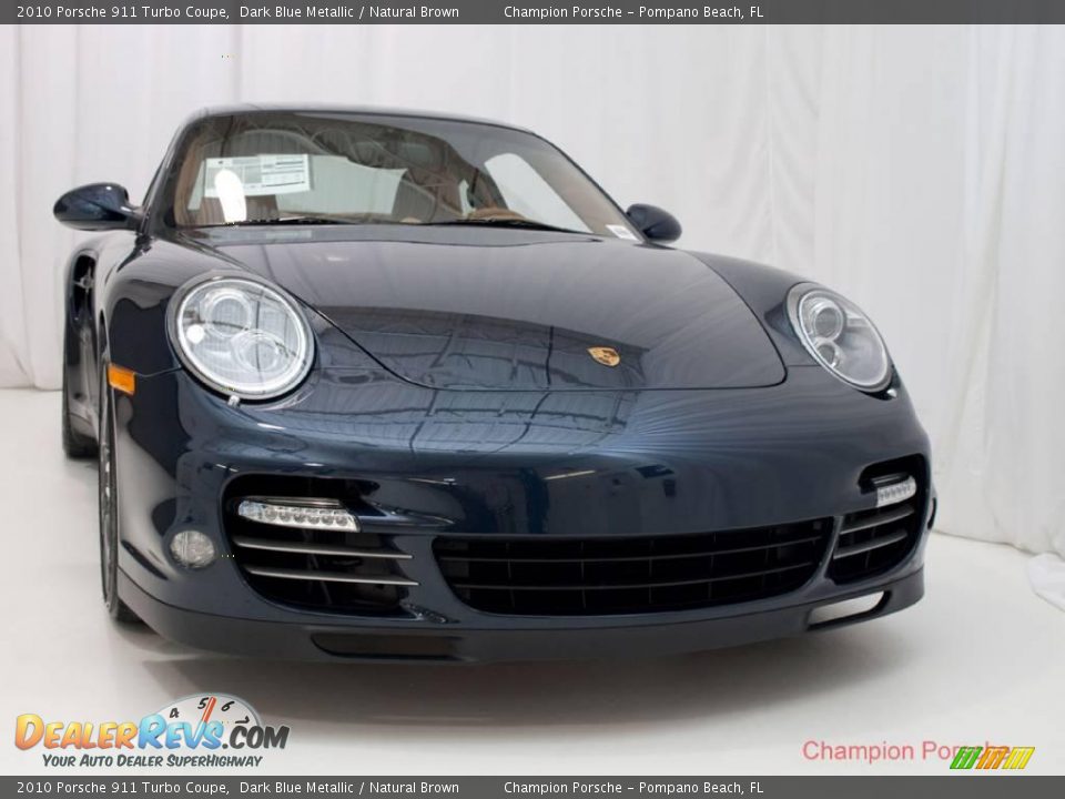 2010 Porsche 911 Turbo Coupe Dark Blue Metallic / Natural Brown Photo #2