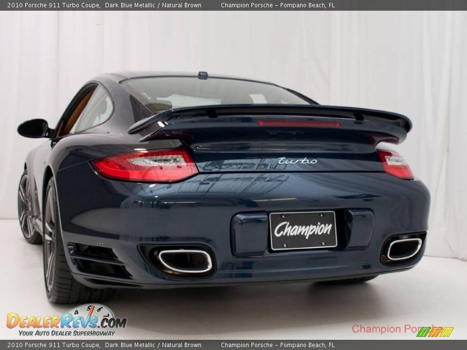 2010 Porsche 911 Turbo Coupe Dark Blue Metallic / Natural Brown Photo #5