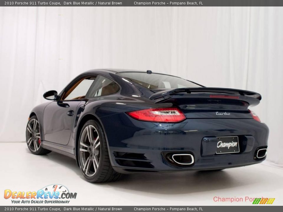 2010 Porsche 911 Turbo Coupe Dark Blue Metallic / Natural Brown Photo #6