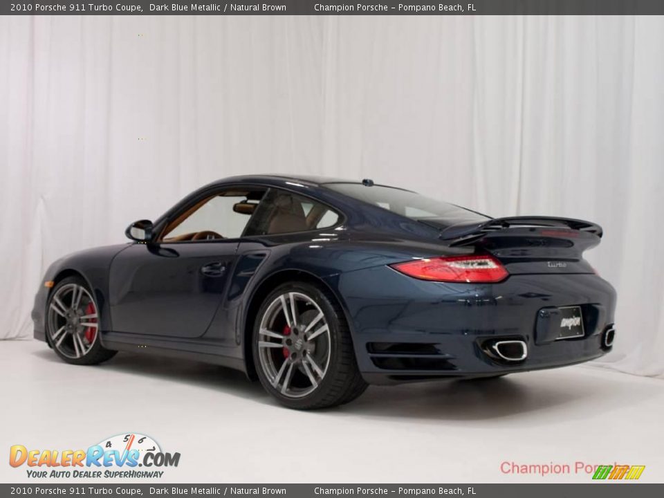 2010 Porsche 911 Turbo Coupe Dark Blue Metallic / Natural Brown Photo #7