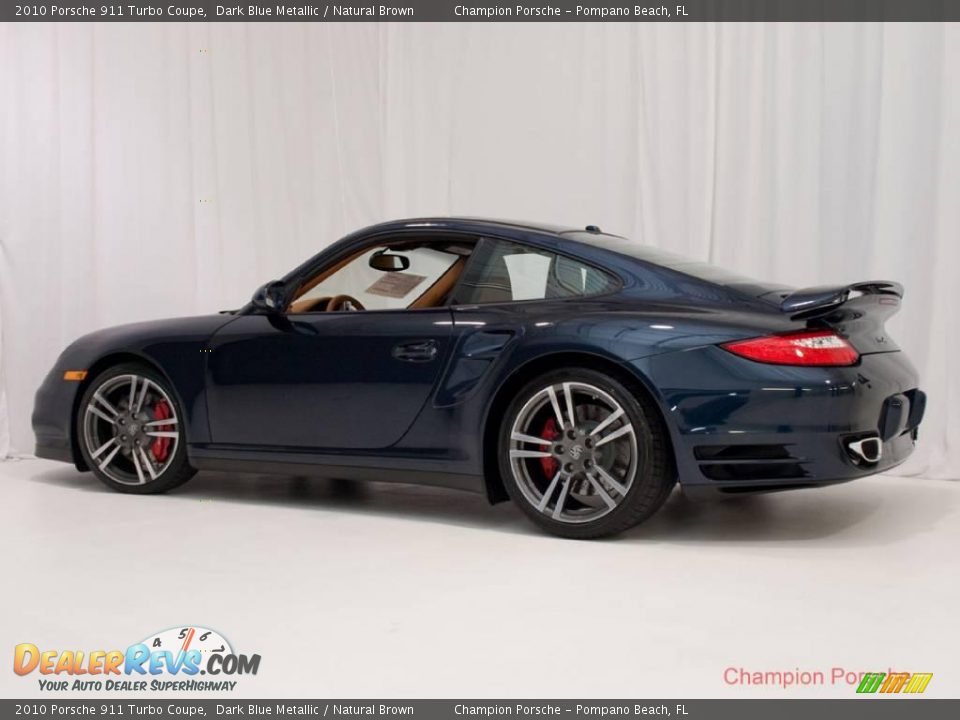 2010 Porsche 911 Turbo Coupe Dark Blue Metallic / Natural Brown Photo #8