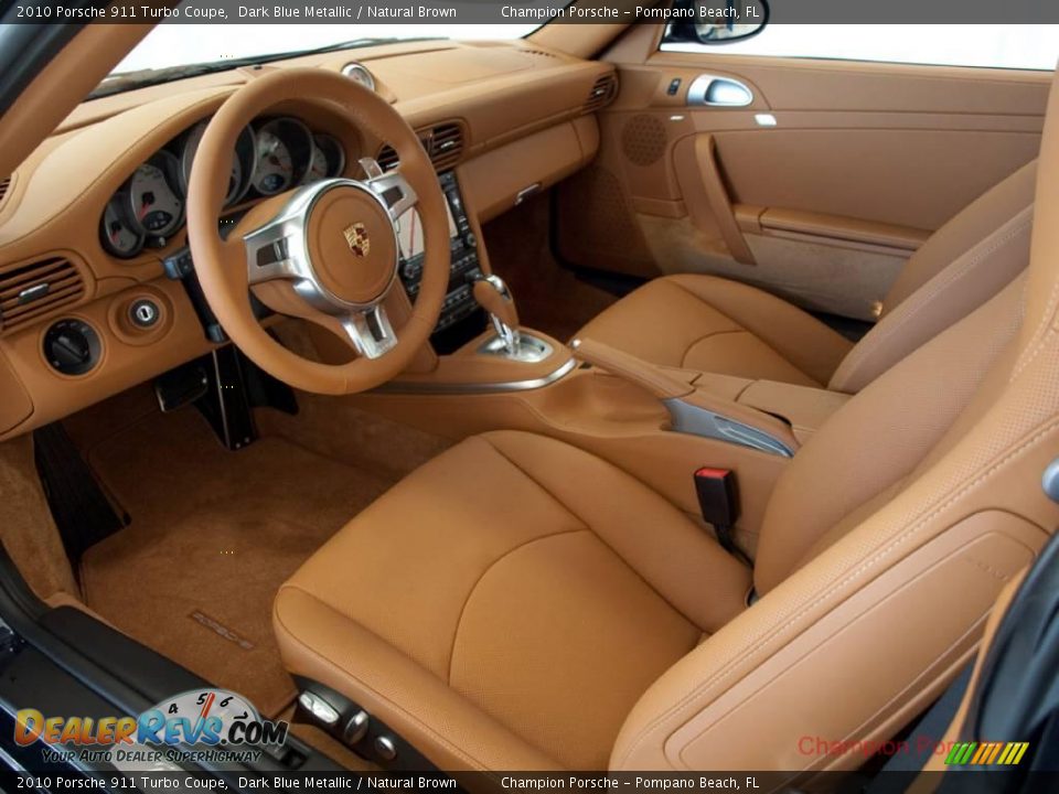 2010 Porsche 911 Turbo Coupe Dark Blue Metallic / Natural Brown Photo #10