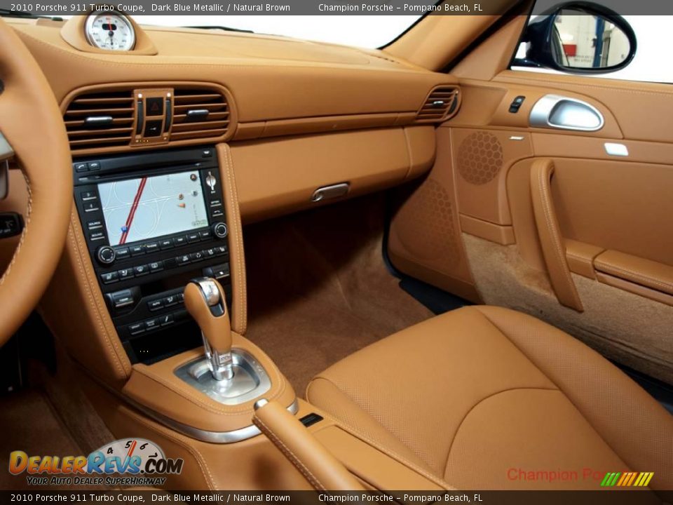 2010 Porsche 911 Turbo Coupe Dark Blue Metallic / Natural Brown Photo #11