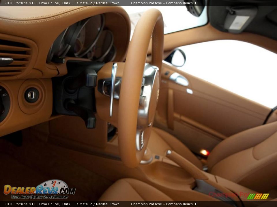 2010 Porsche 911 Turbo Coupe Dark Blue Metallic / Natural Brown Photo #15
