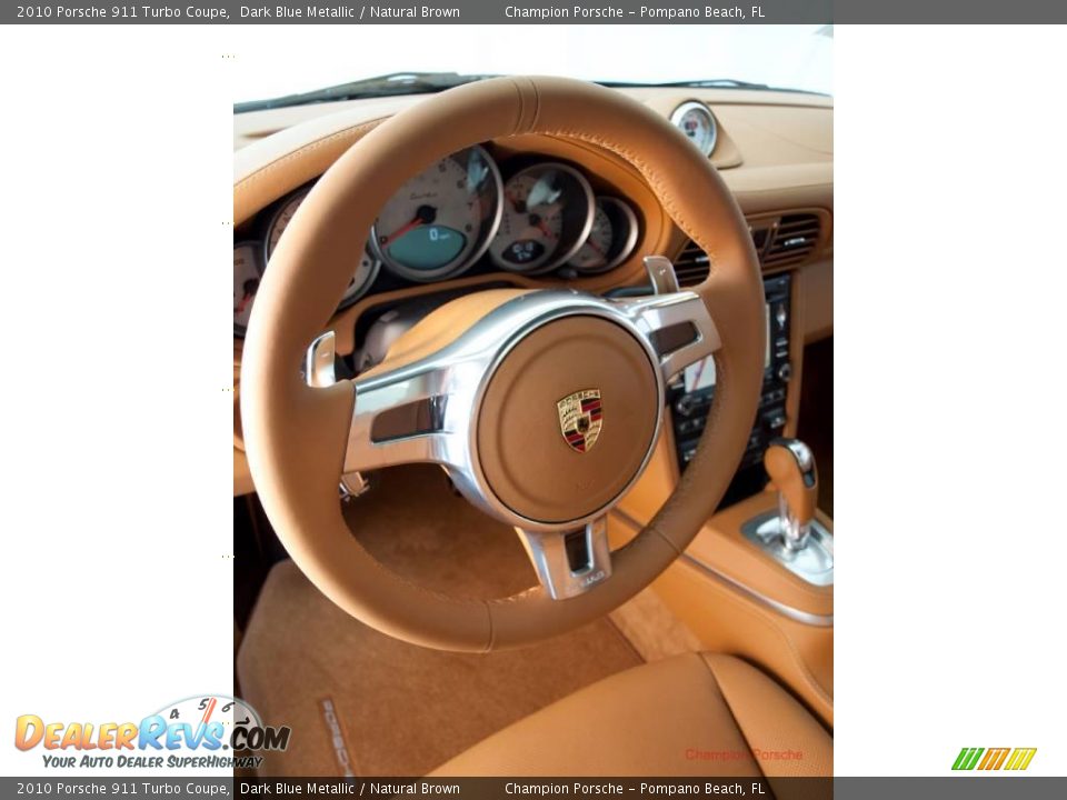 2010 Porsche 911 Turbo Coupe Dark Blue Metallic / Natural Brown Photo #16