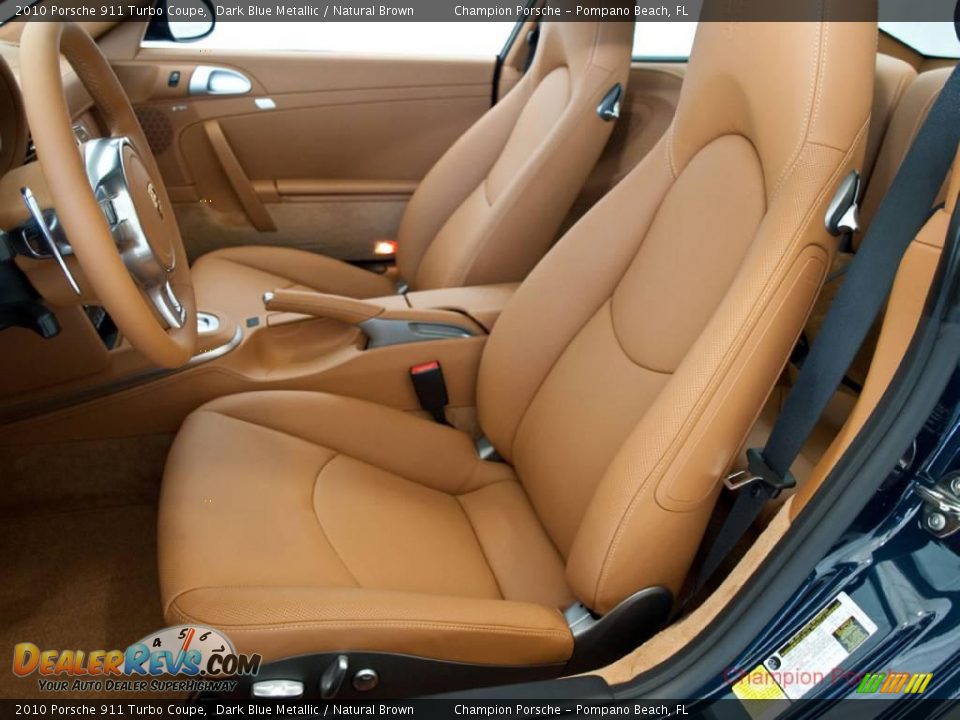 2010 Porsche 911 Turbo Coupe Dark Blue Metallic / Natural Brown Photo #17