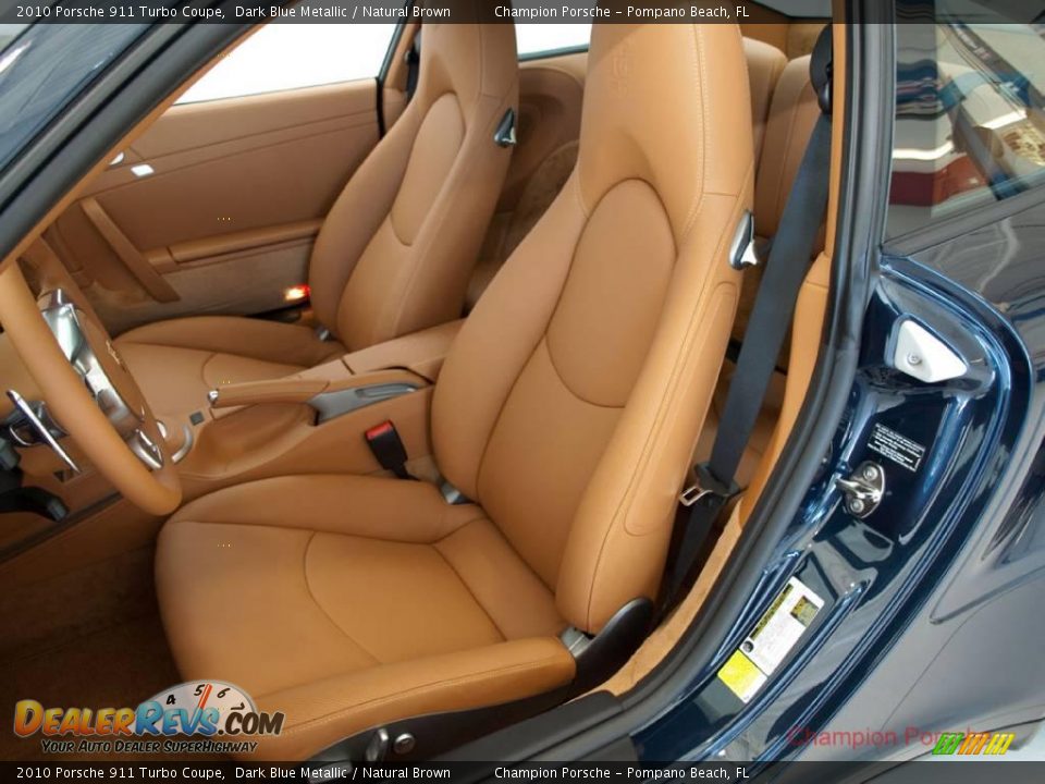 2010 Porsche 911 Turbo Coupe Dark Blue Metallic / Natural Brown Photo #18