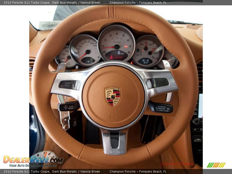 2010 Porsche 911 Turbo Coupe Dark Blue Metallic / Natural Brown Photo #26