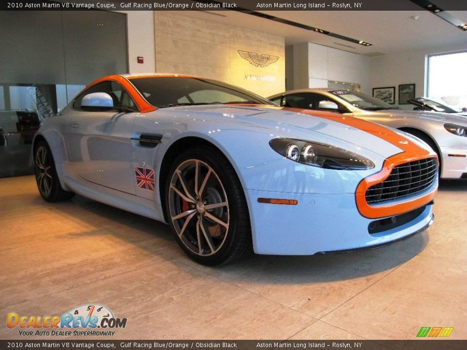 2010 Aston Martin V8 Vantage Coupe Gulf Racing Blue/Orange / Obsidian Black Photo #1