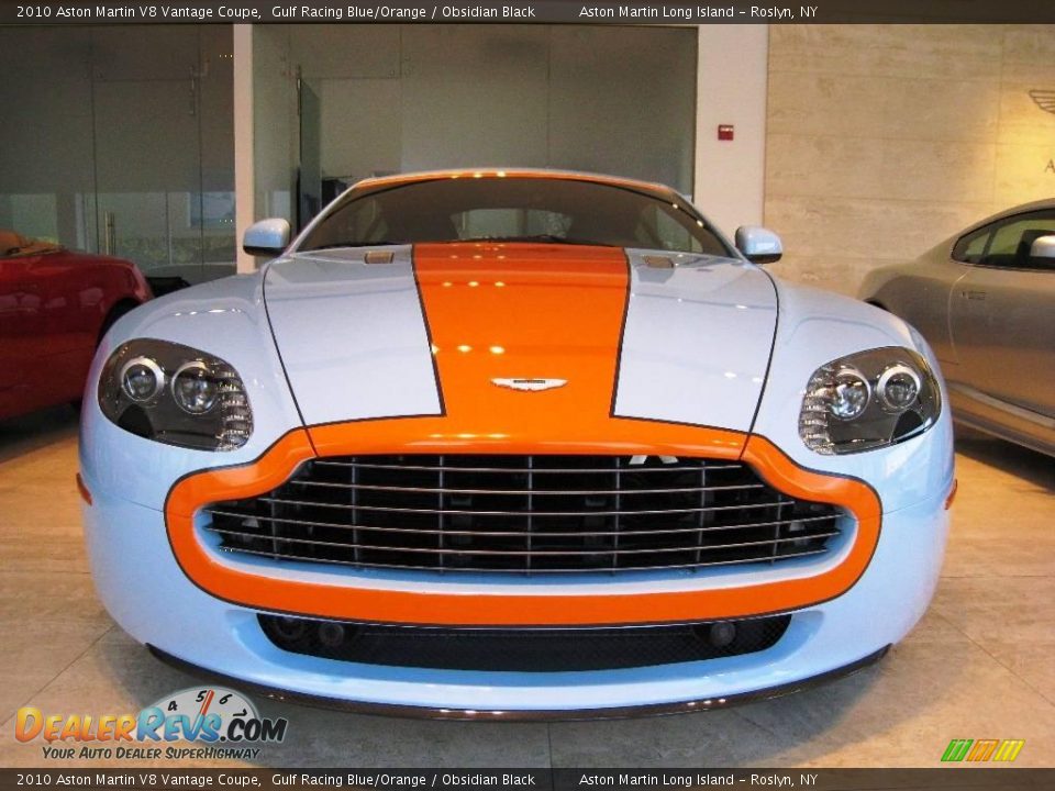 2010 Aston Martin V8 Vantage Coupe Gulf Racing Blue/Orange / Obsidian Black Photo #2
