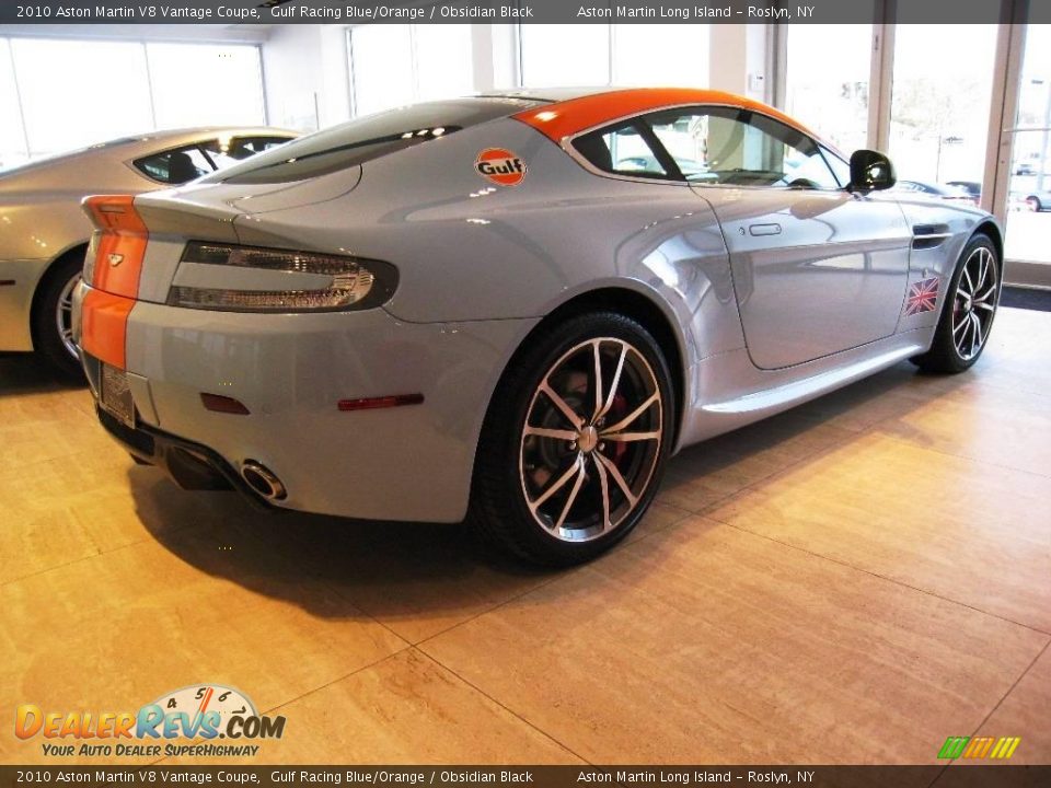 2010 Aston Martin V8 Vantage Coupe Gulf Racing Blue/Orange / Obsidian Black Photo #5