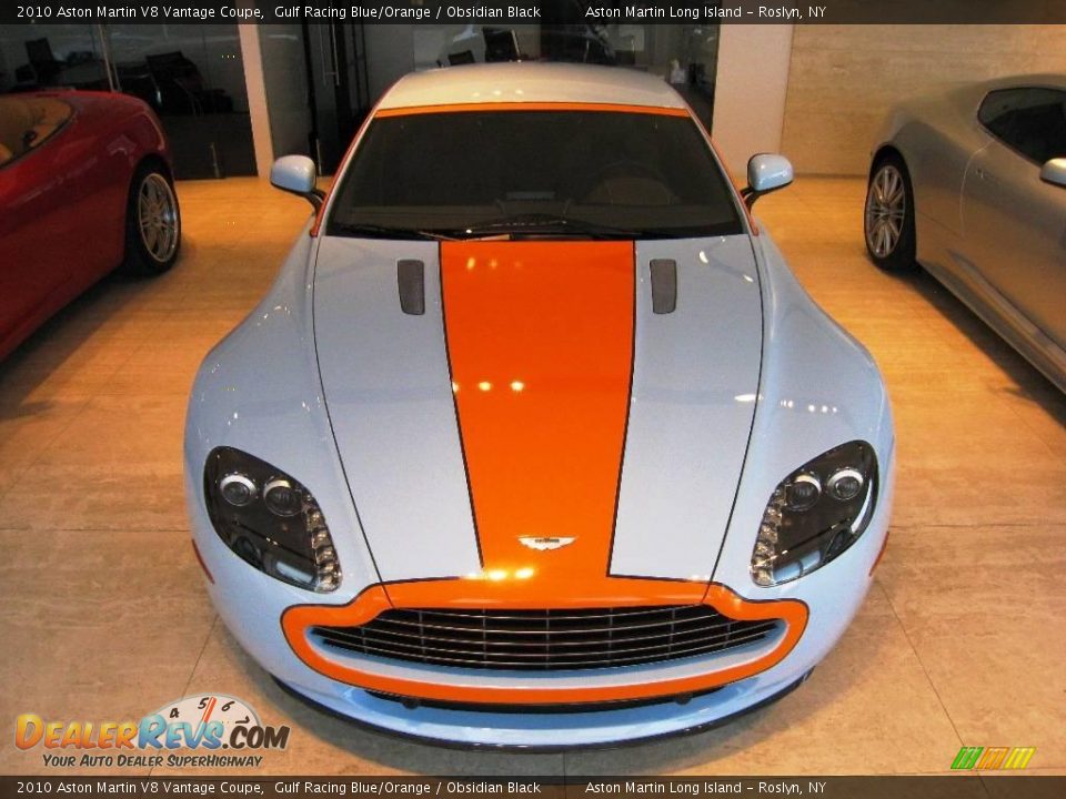 2010 Aston Martin V8 Vantage Coupe Gulf Racing Blue/Orange / Obsidian Black Photo #7