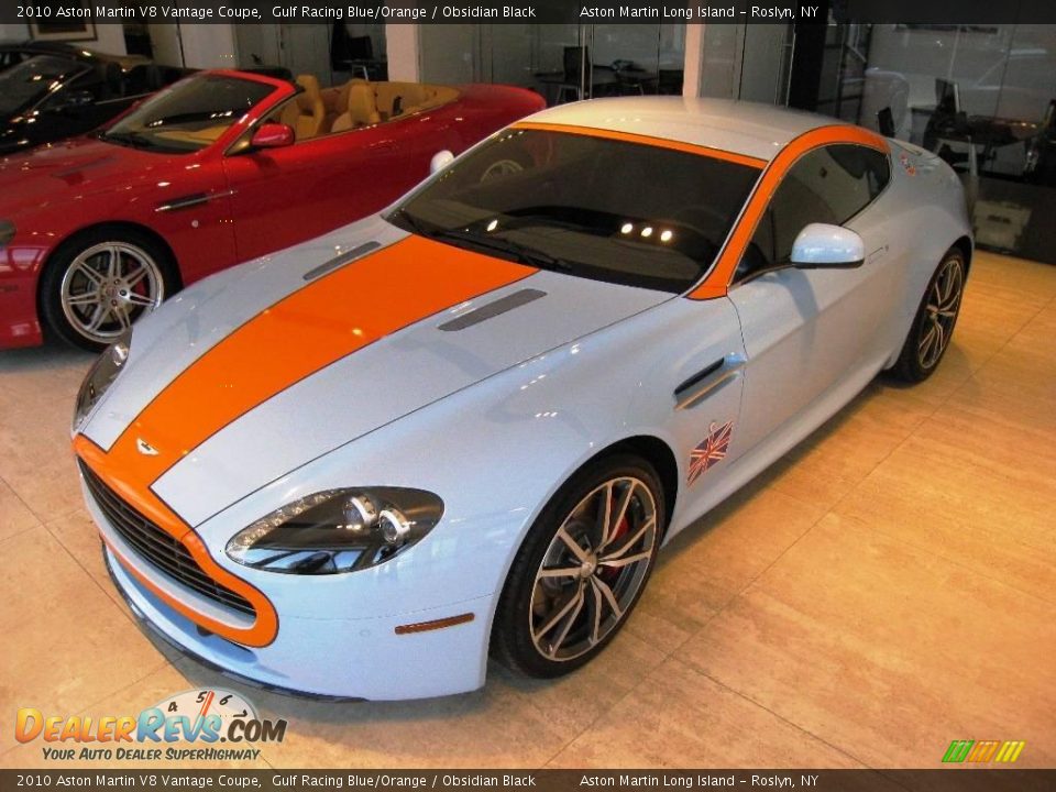 2010 Aston Martin V8 Vantage Coupe Gulf Racing Blue/Orange / Obsidian Black Photo #8