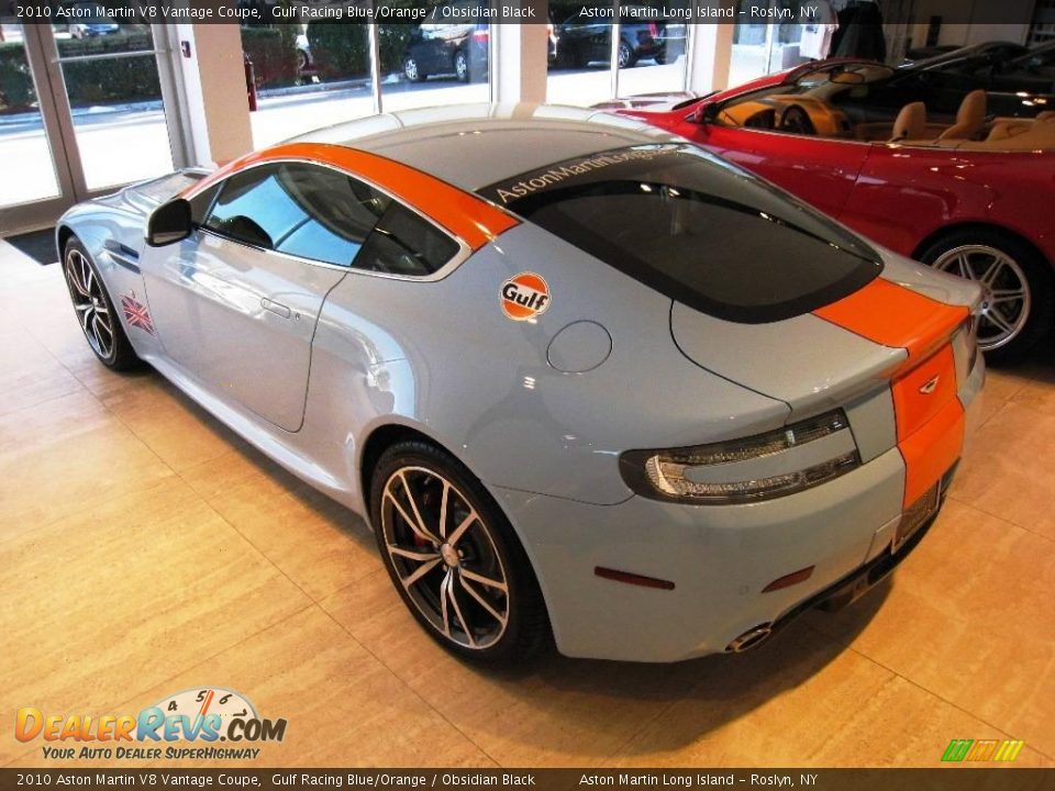 2010 Aston Martin V8 Vantage Coupe Gulf Racing Blue/Orange / Obsidian Black Photo #9