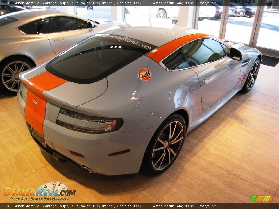 2010 Aston Martin V8 Vantage Coupe Gulf Racing Blue/Orange / Obsidian Black Photo #10