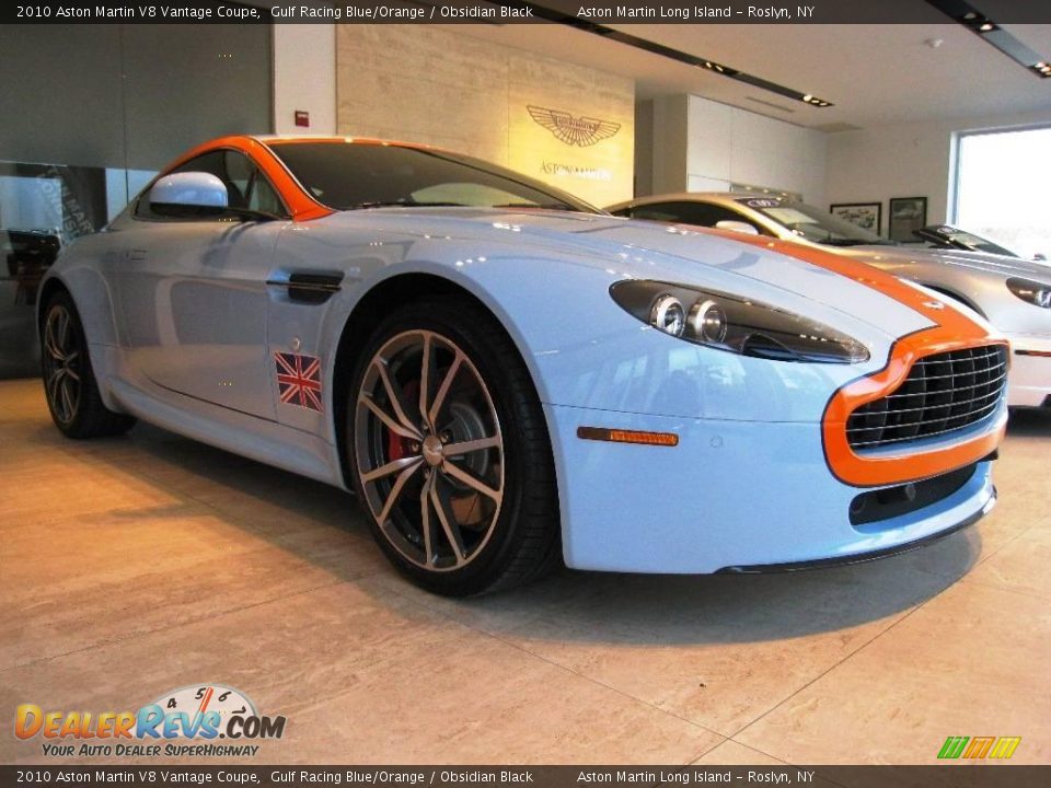 2010 Aston Martin V8 Vantage Coupe Gulf Racing Blue/Orange / Obsidian Black Photo #13