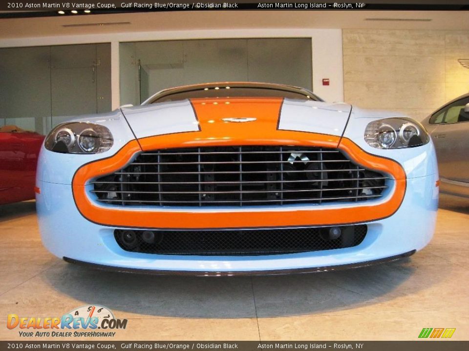 2010 Aston Martin V8 Vantage Coupe Gulf Racing Blue/Orange / Obsidian Black Photo #14