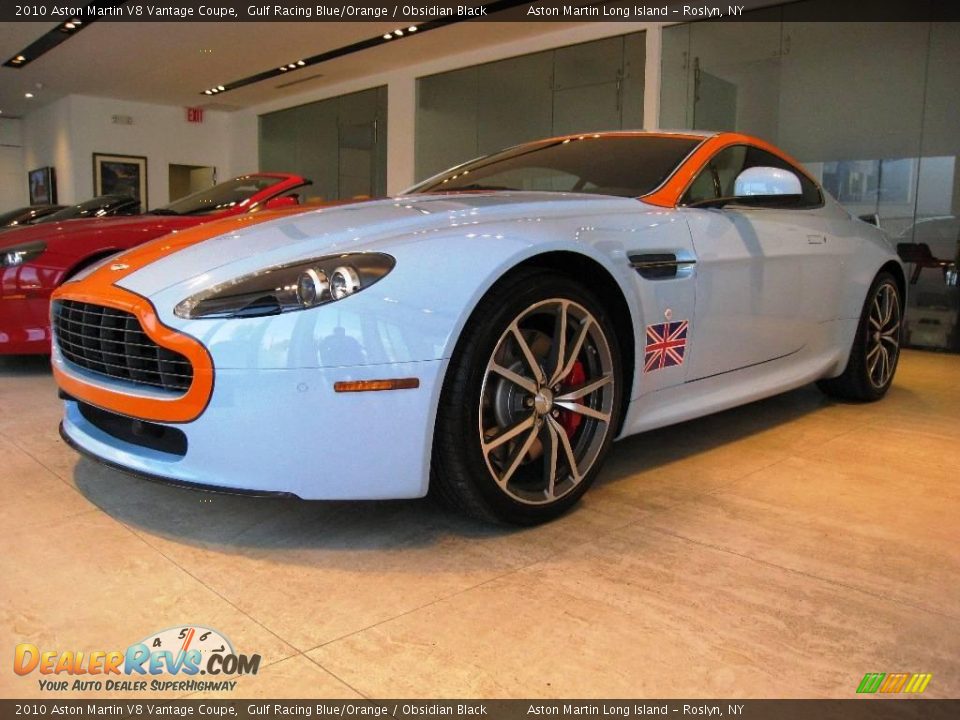 2010 Aston Martin V8 Vantage Coupe Gulf Racing Blue/Orange / Obsidian Black Photo #15