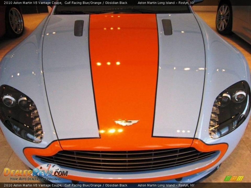 2010 Aston Martin V8 Vantage Coupe Gulf Racing Blue/Orange / Obsidian Black Photo #23