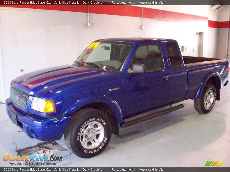 2003 Ford Ranger Edge SuperCab Sonic Blue Metallic / Dark Graphite Photo #3
