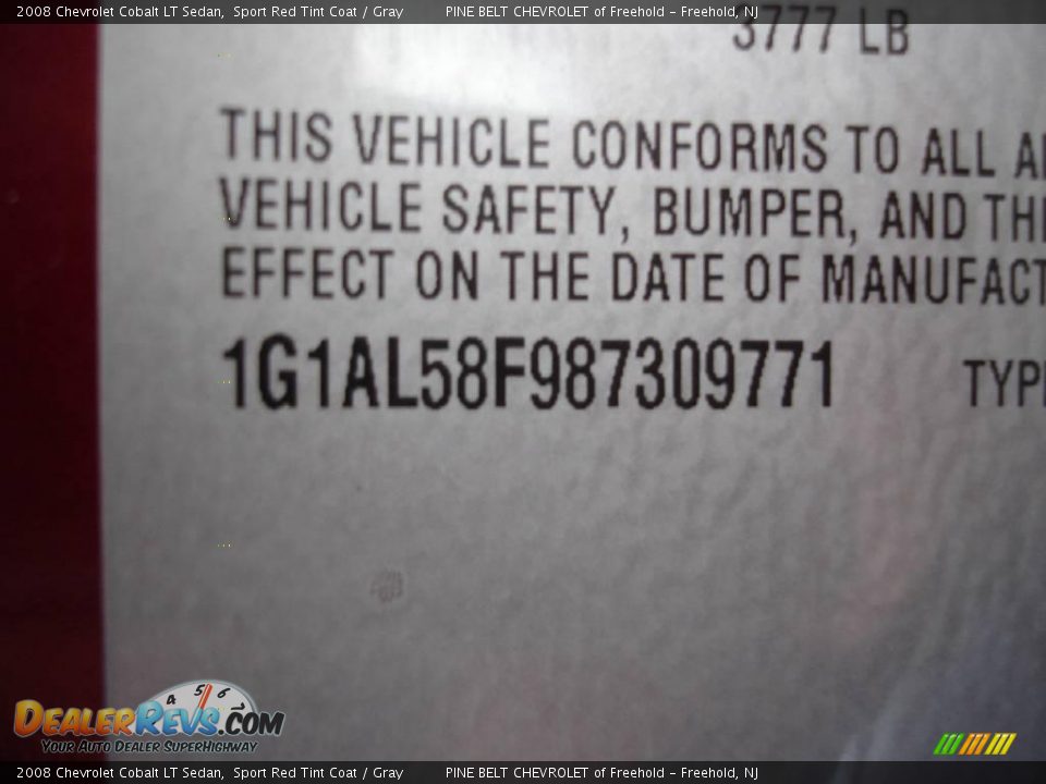 2008 Chevrolet Cobalt LT Sedan Sport Red Tint Coat / Gray Photo #15
