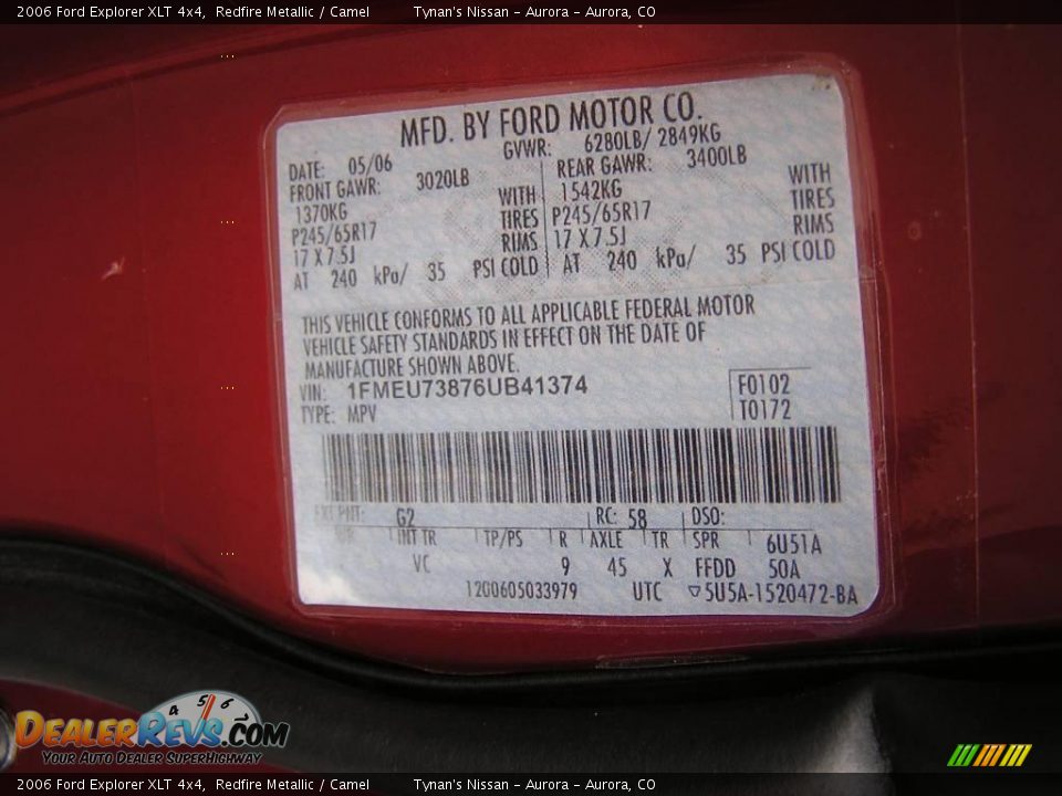 2006 Ford Explorer XLT 4x4 Redfire Metallic / Camel Photo #21