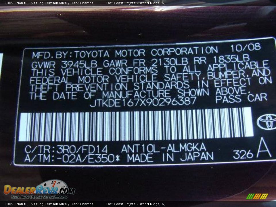 2009 Scion tC Sizzling Crimson Mica / Dark Charcoal Photo #15