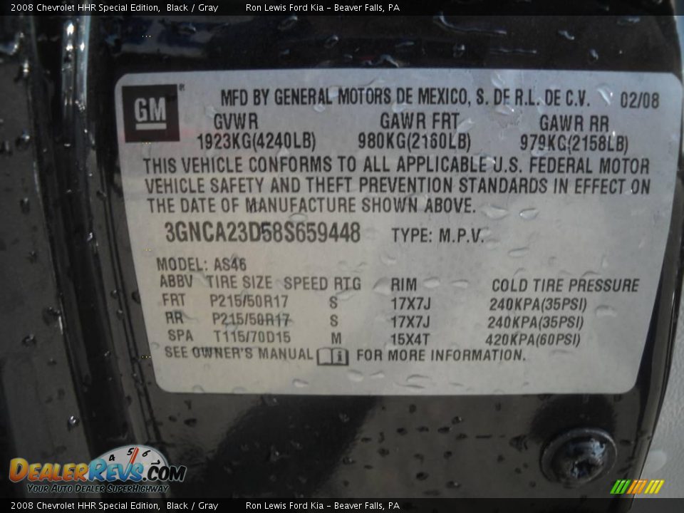 2008 Chevrolet HHR Special Edition Black / Gray Photo #9