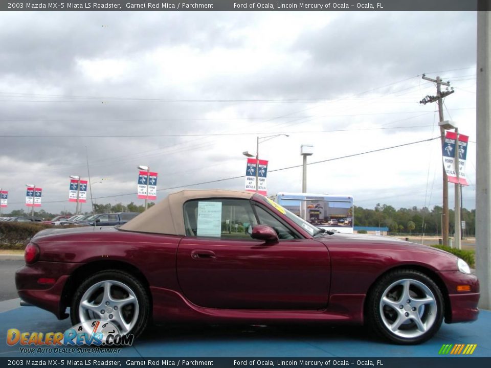 2003 Mazda MX-5 Miata LS Roadster Garnet Red Mica / Parchment Photo #4