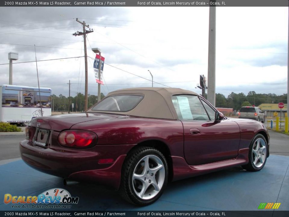 2003 Mazda MX-5 Miata LS Roadster Garnet Red Mica / Parchment Photo #5