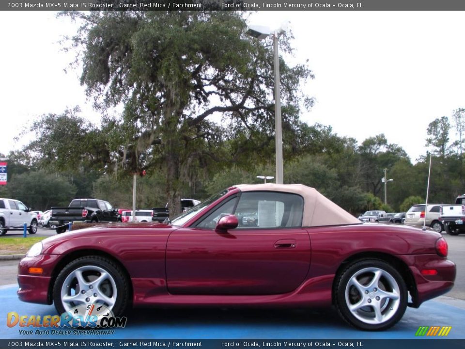 2003 Mazda MX-5 Miata LS Roadster Garnet Red Mica / Parchment Photo #8