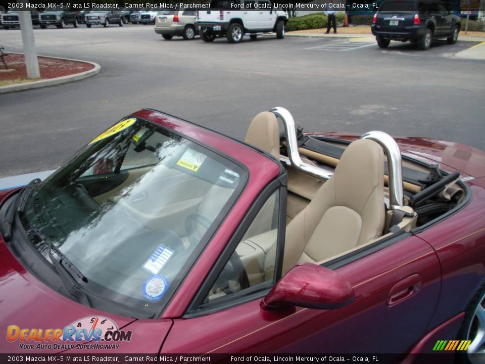 2003 Mazda MX-5 Miata LS Roadster Garnet Red Mica / Parchment Photo #9