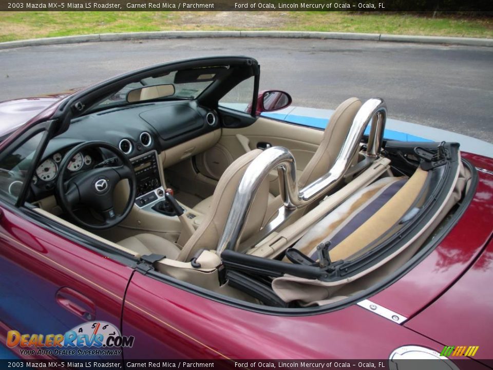 2003 Mazda MX-5 Miata LS Roadster Garnet Red Mica / Parchment Photo #10